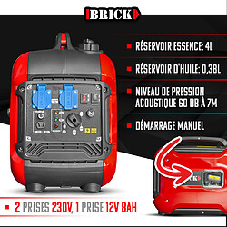 Avis Groupe électrogène inverter silencieux max 1880W - 2 prises - Brick