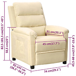 vidaXL Fauteuil inclinable Crème Tissu pas cher