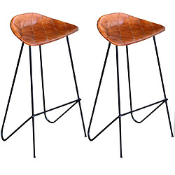 vidaXL Chaises de bar lot de 2 noir et marron cuir véritable