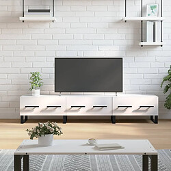 Maison Chic Meuble TV scandinave - Banc TV pour salon blanc brillant 150x36x30 cm bois d'ingénierie -MN17440