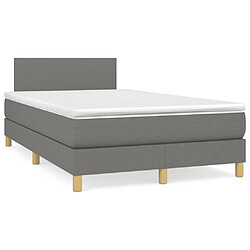 Maison Chic Lit adulte- Lit + matelas,Sommier à lattes de lit avec matelas gris foncé 120x190cm tissu -GKD26776