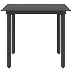 vidaXL Table à dîner de jardin Noir 80x80x74 cm Acier et verre