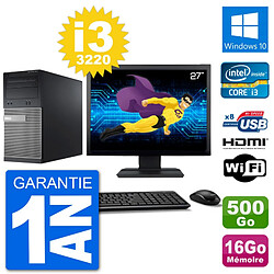 PC Dell 3010 MT Ecran 27" i3-3220 RAM 16Go Disque Dur 500Go HDMI Windows 10 Wifi - Occasion