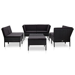 vidaXL Salon de jardin 8 pcs avec coussins Résine tressée Noir