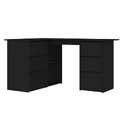 vidaXL Bureau d'angle Noir 145x100x76 cm Bois d'ingénierie