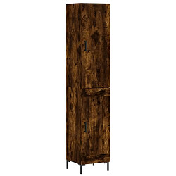 vidaXL Buffet haut Chêne fumé 34,5x34x180 cm Bois d'ingénierie