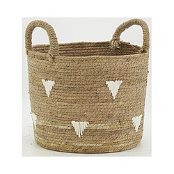 Avis Aubry Gaspard Cache-pots en abaca naturel et triangles blancs (lot de 3).