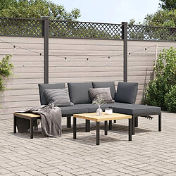 vidaXL Salon de jardin 4 pcs avec coussins noir aluminium