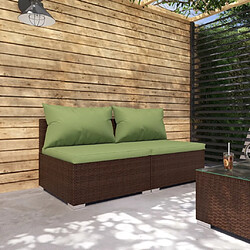 Maison Chic Salon de jardin 2 pcs avec coussins - Table et chaises d'extérieur - Mobilier/Meubles de jardin Moderne Résine tressée Marron -MN78328