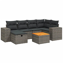 vidaXL Salon de jardin avec coussins 7 pcs gris résine tressée