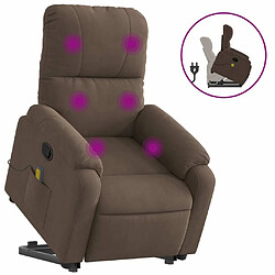 Maison Chic Fauteuil Relax pour salon, Fauteuil inclinable de massage marron tissu microfibre -GKD54109