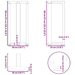 vidaXL Pieds de table de bar forme de T 2 pcs noir 50x35x(91-92) cm pas cher