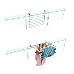 Foxydry Duo 62, Etendoir à linge pliant pour balustrades, extérieurs et balcons, Largeur 62 cm Blanc