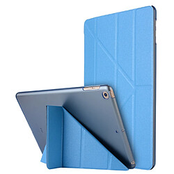 Etui en PU origami façon soie avec support bleu clair pour votre Apple iPad 10.2 (2019)