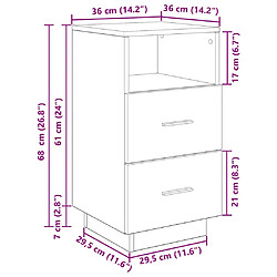 vidaXL Tables de chevet 2 pcs avec 2 tiroirs sonoma gris 36x36x68 cm pas cher