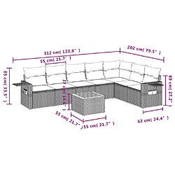 Avis Maison Chic Ensemble Tables et chaises d'extérieur 8 pcs avec coussins,Salon de jardin gris résine tressée -GKD309222