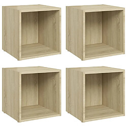 vidaXL Meubles TV 4 pcs chêne sonoma 37x35x37 cm bois d’ingénierie