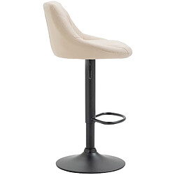 Acheter Decoshop26 Tabouret de bar en synthétique crème pivotant avec repose-pieds métal noir coutures décoratives TDB10582