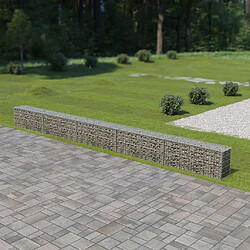 vidaXL Mur à gabion avec couvercles Acier galvanisé 600x30x50 cm