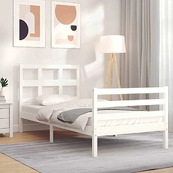 Maison Chic Cadre/structure de lit avec tête de lit pour adulte - Lit Moderne Chambre blanc simple bois massif -MN57183