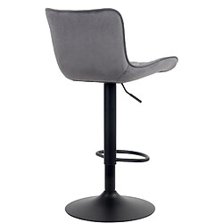 Decoshop26 Tabouret de bar x1 coutures décoratives pied trompette hauteur réglable en métal noir assise en velours gris foncé 10_0004861