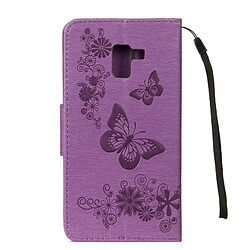 Avis Wewoo Housse Étui Violet pour Samsung Galaxy A8 + 2018 Vintage en relief Floral papillon motif horizontal Flip en cuir avec fente carte et titulaire portefeuille lanière