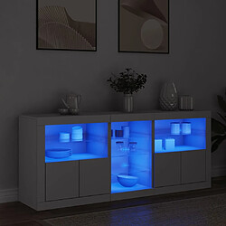 Avis Maison Chic Commode Buffet - Meuble de rangement avec lumières LED blanc 162x37x67 cm -GKD74042