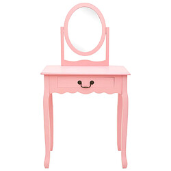 vidaXL Coiffeuse et tabouret Rose 65x36x128 cm Bois de paulownia MDF