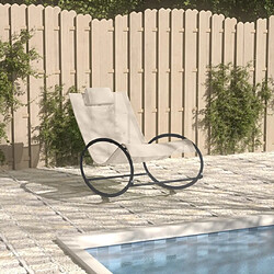 Maison Chic Chaise longue avec oreiller | Bain de soleil Relax | Transat acier et textilène crème -GKD45355