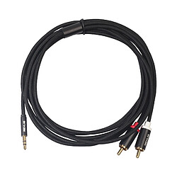 Wewoo Connecteur mâle 3,5 mm à double RCA plaqué or Câble audio tressé en coton noir pour entrée RCA Haut-parleur actifLongueur 3 m