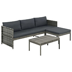 Maison Chic Salon de jardin 3 pcs + coussins - Mobilier/Meubles de jardin - Table et chaises d'extérieur Résine tressée Gris -MN27644