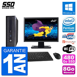 PC HP ProDesk 600 G1 SFF Ecran 22" Intel G3220 RAM 8Go SSD 480Go Windows 10 Wifi - Occasion