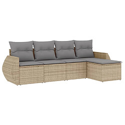 Maison Chic Salon de jardin avec coussins 5 pcs | Ensemble de Table et chaises | Mobilier d'Extérieur beige résine tressée -GKD91252