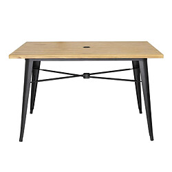 Table Plateau Aluminium Effet Bois Clair 120 x 76 x 75 cm - BOLERO