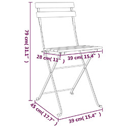 vidaXL Chaises de bistrot pliantes lot de 2 Bois d'acacia solide acier pas cher