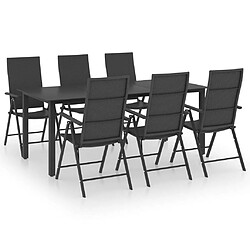 Salle à manger de jardin 7 pcs,Table et chaise à dîner Noir -MN49751