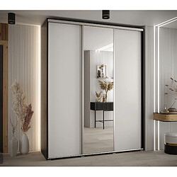 Abiks Meble Armoire à portes coulissantes Davos 3 235.2 x 190 x 45 3 portes coulissante (Noir/Blanc/Argent