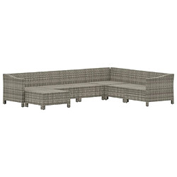 Acheter Maison Chic Salon de jardin 7 pcs + coussins - Mobilier/Meubles de jardin - Table et chaises d'extérieur Gris Résine tressée -MN22716