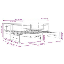 vidaXL Lit coulissant sans matelas noir 2x(90x200) cm pas cher