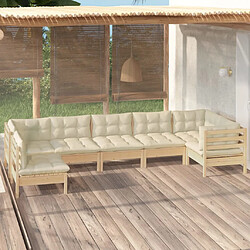 Maison Chic Salon de jardin 7 pcs avec coussins | Ensemble de Table et chaises | Mobilier d'Extérieur crème Bois de pin -GKD95011