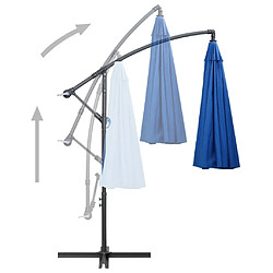 Avis vidaXL Parasol suspendu avec poteau bleu 3 m