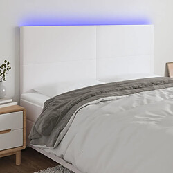 Maison Chic Tête de lit scandinave à LED,meuble de chambre Blanc 200x5x118/128 cm Similicuir -MN71633