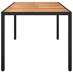 Avis vidaXL Table de jardin 190x90x75 cm Résine tressée et bois acacia Noir