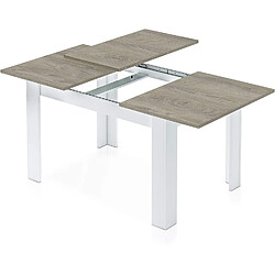 Acheter Alter Table extensible, avec structure blanche et étagère couleur chêne, Dimensions 140 x 78 x 90 cm