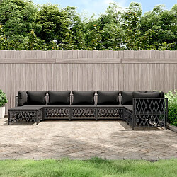 vidaXL Salon de jardin 8 pcs avec coussins anthracite acier