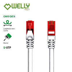 Welly Enjoy WY40157 7m CAT.6 Ethernet Câble Gigabit LAN Réseau - 2x fiches RJ45 - haute vitesse 10/100/1000 Mo/s - UTP - PC/Switch /Router/Modem /TV Box/Consoles de Jeux Vidéo - Colouer Gris