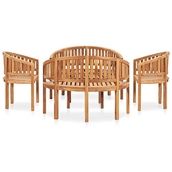 Avis Maison Chic Salon de jardin 5 pcs - Table et chaises d'extérieur - Mobilier/Meubles de jardin Moderne en forme de banane Bois de teck solide -MN13031