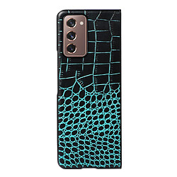 Coque en TPU + cuir véritable texture croco vert pour votre Samsung Galaxy Z Fold2 5G