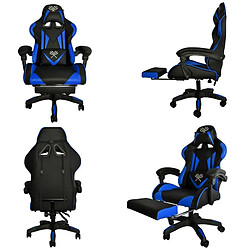 Malatec GAMER Fauteuil de bureau siège gaming dossier inclinable avec repose-pieds Bleu