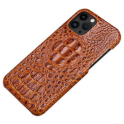 Coque en TPU + cuir véritable texture crocodile, anti-chocs, anti-chutte pour votre iPhone 14 Pro Max - café